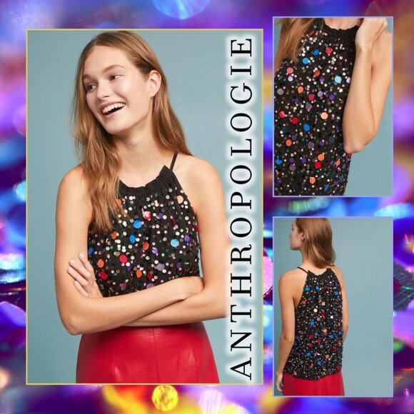 Anthropologie Moulinette Soeurs Paillette multicolor Sequin Party Top (size XS) - Picture 1 of 13